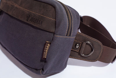 Chester Fanny Bag ''100% Cotton canvas & Cow leather'' - Dark Grey