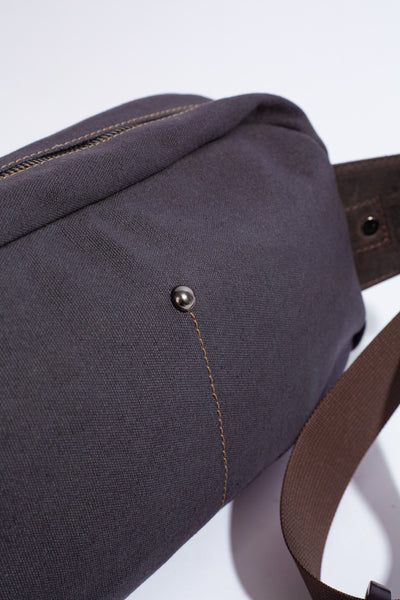 Chester Fanny Bag ''100% Cotton canvas & Cow leather'' - Dark Grey