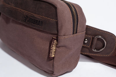 Chester Fanny Bag ''100% Cotton canvas & Cow leather'' - Light Brown