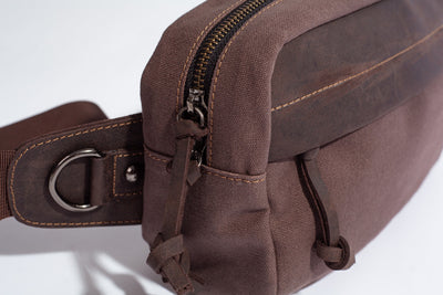 Chester Fanny Bag ''100% Cotton canvas & Cow leather'' - Light Brown