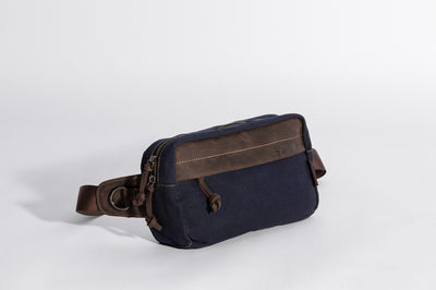 Chester Fanny Bag ''100% Cotton canvas & Cow leather'' - Navy Blue