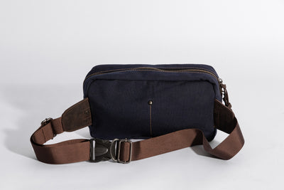 Chester Fanny Bag ''100% Cotton canvas & Cow leather'' - Navy Blue