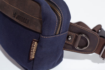 Chester Fanny Bag ''100% Cotton canvas & Cow leather'' - Navy Blue