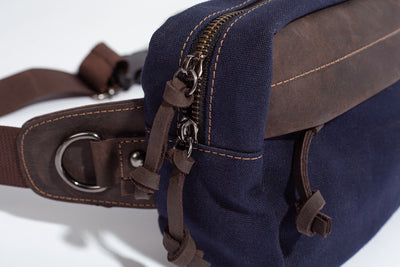 Chester Fanny Bag ''100% Cotton canvas & Cow leather'' - Navy Blue