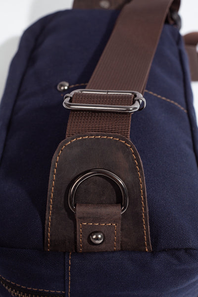 Chester Fanny Bag ''100% Cotton canvas & Cow leather'' - Navy Blue