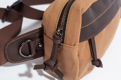 Chester Fanny Bag ''100% Cotton canvas & Cow leather'' - Tan