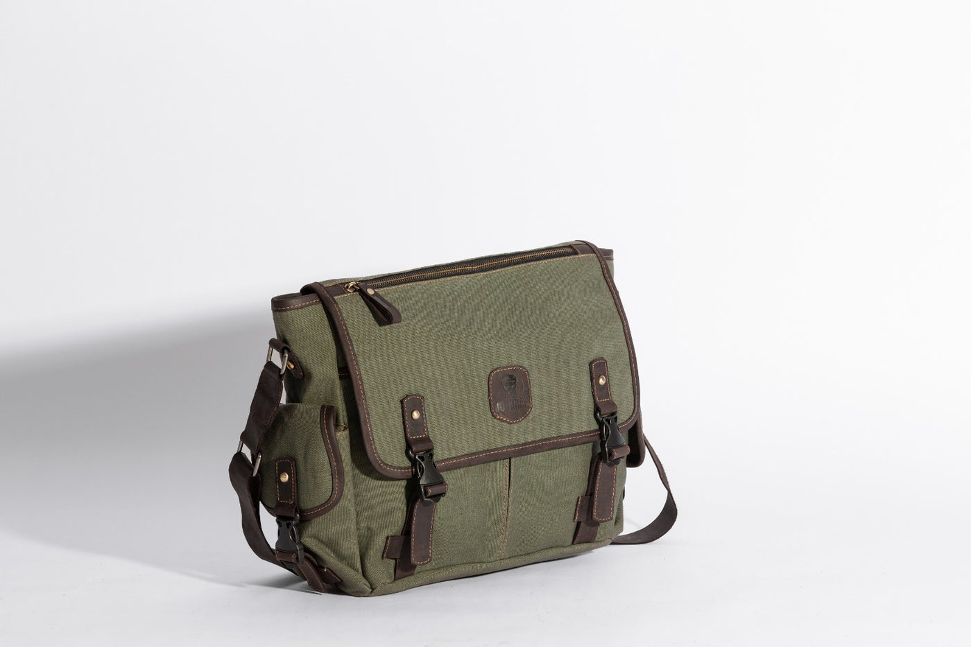 Marlow Messenger Bag ''100% Cotton canvas & Cow leather'' - Army