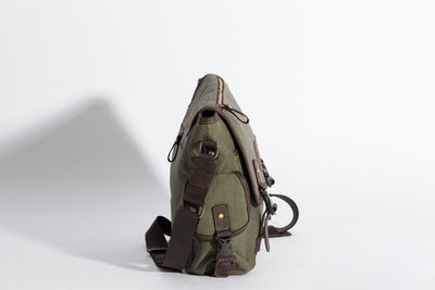 Marlow Messenger Bag ''100% Cotton canvas & Cow leather'' - Army