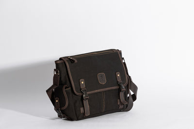 Marlow Messenger Bag ''100% Cotton canvas & Cow leather'' - Black