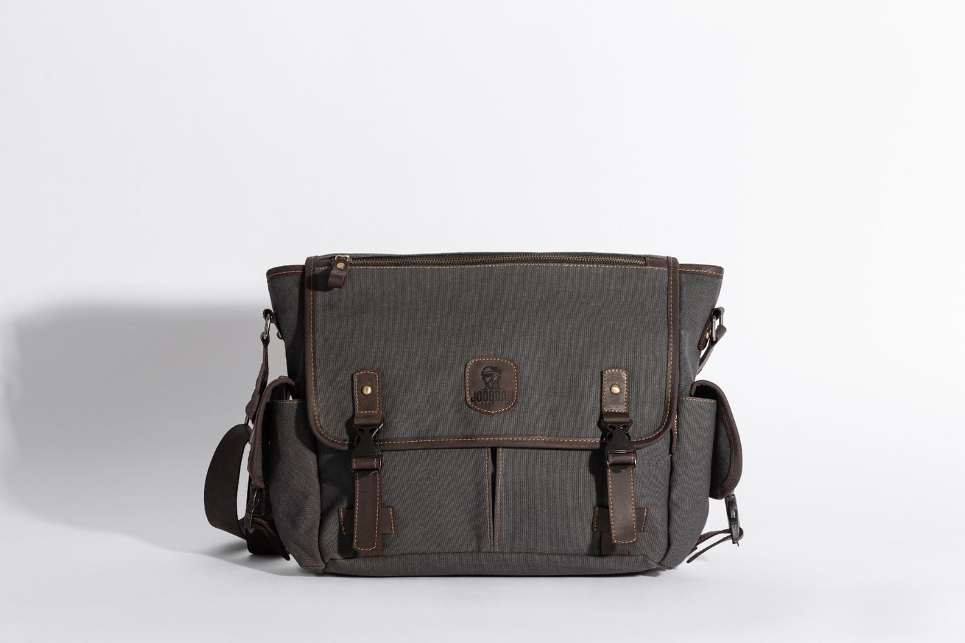 Marlow Messenger Bag ''100% Cotton canvas & Cow leather'' - Dark Grey