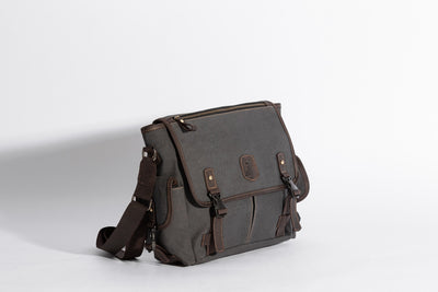 Marlow Messenger Bag ''100% Cotton canvas & Cow leather'' - Dark Grey