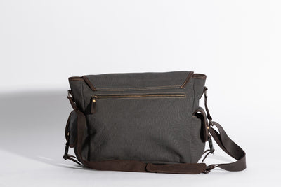 Marlow Messenger Bag ''100% Cotton canvas & Cow leather'' - Dark Grey