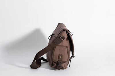 Marlow Messenger Bag ''100% Cotton canvas & Cow leather'' - Light Brown