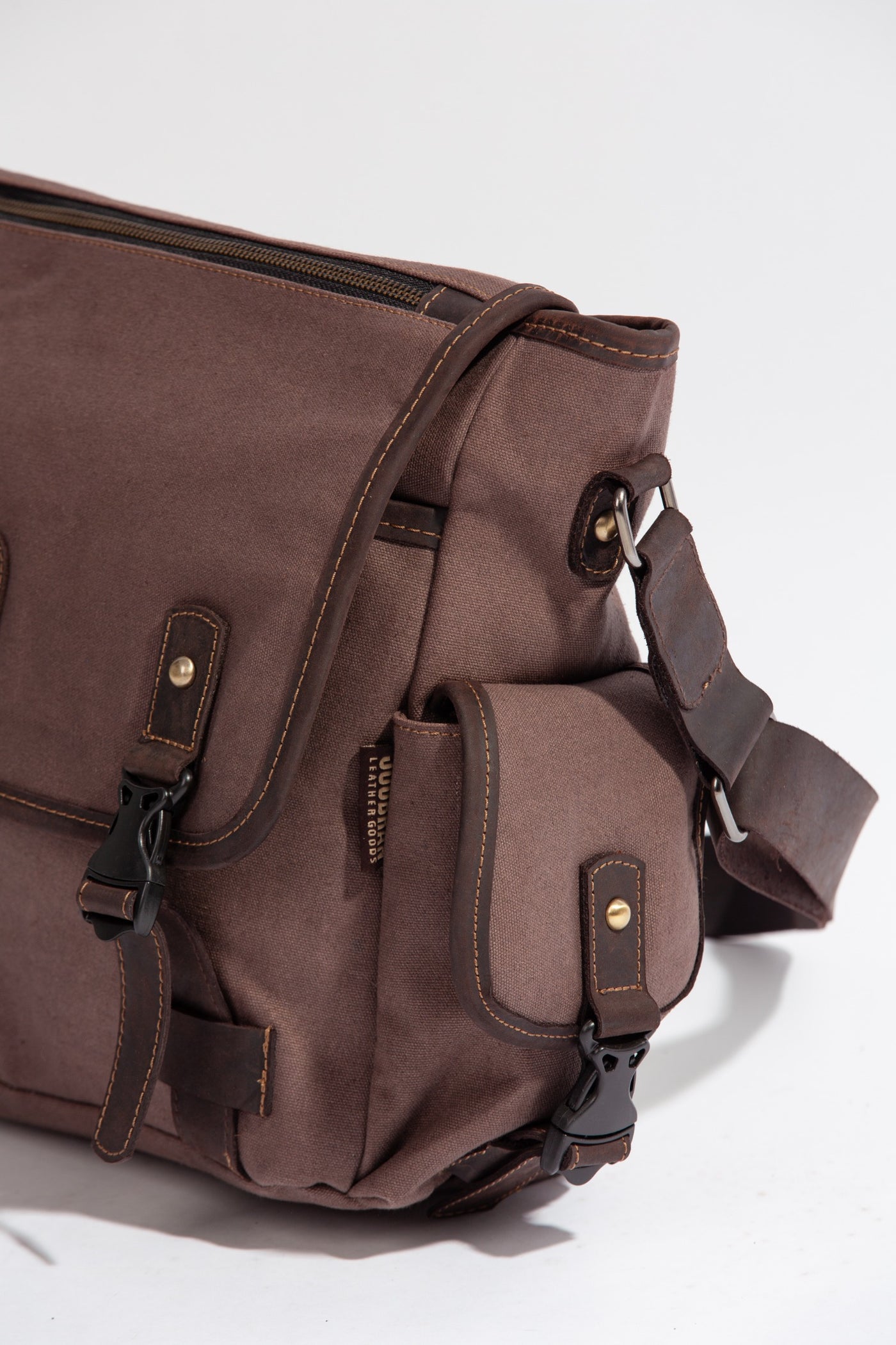 Marlow Messenger Bag ''100% Cotton canvas & Cow leather'' - Light Brown
