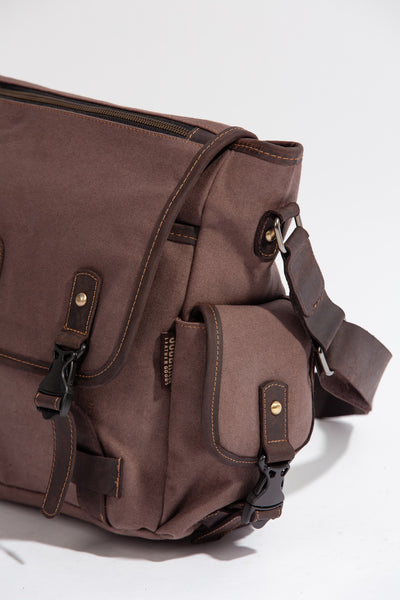 Marlow Messenger Bag ''100% Cotton canvas & Cow leather'' - Light Brown
