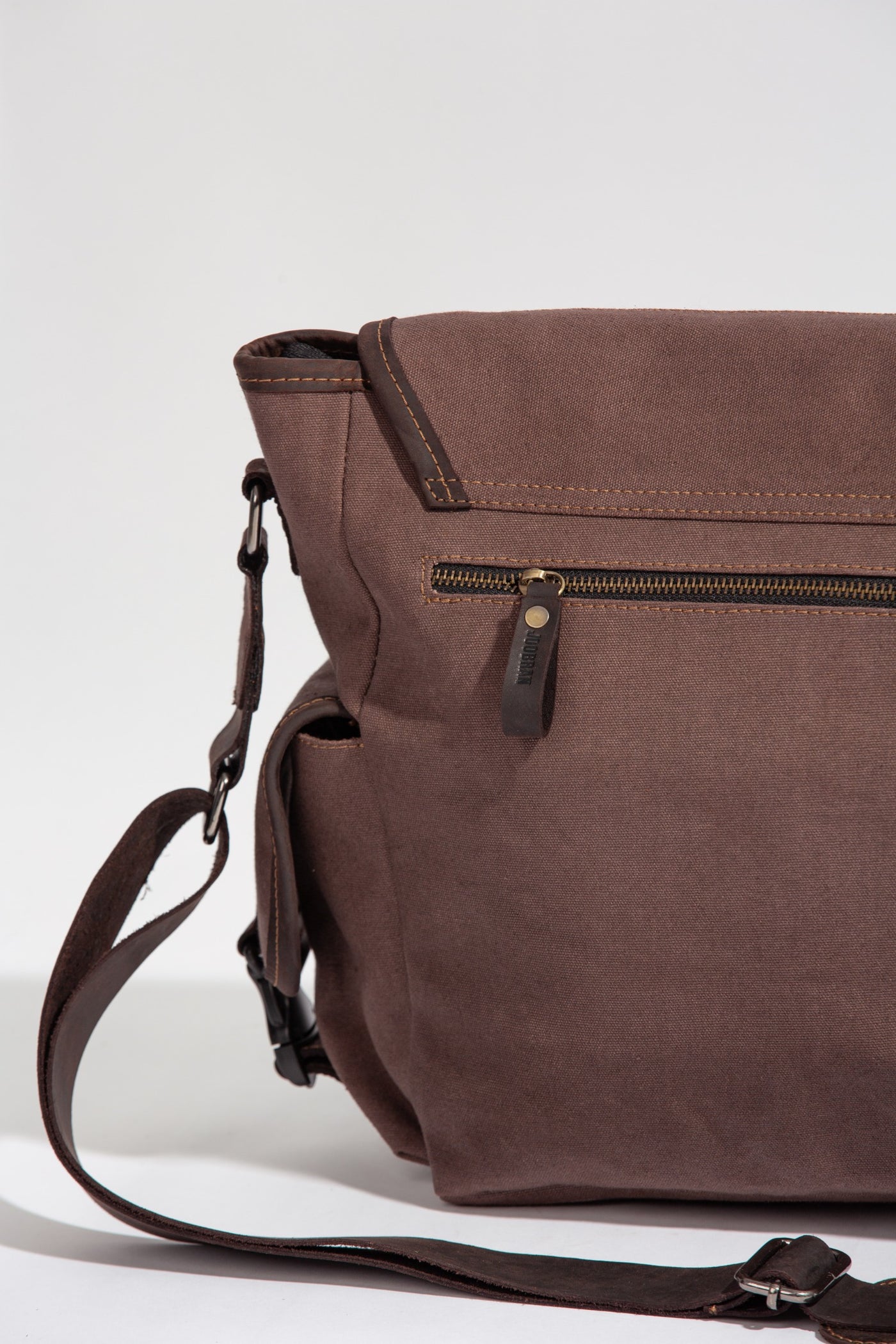 Marlow Messenger Bag ''100% Cotton canvas & Cow leather'' - Light Brown