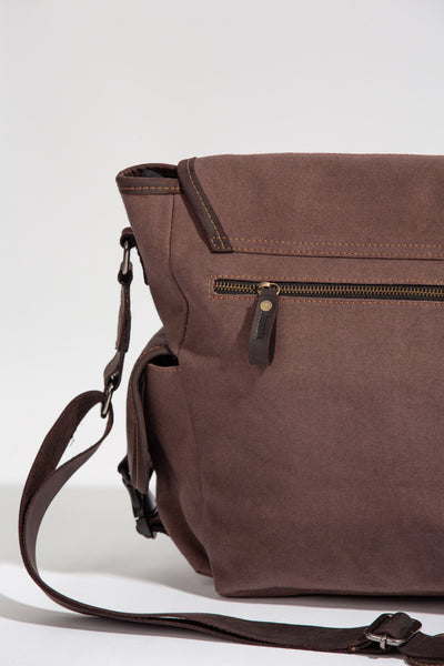 Marlow Messenger Bag ''100% Cotton canvas & Cow leather'' - Light Brown