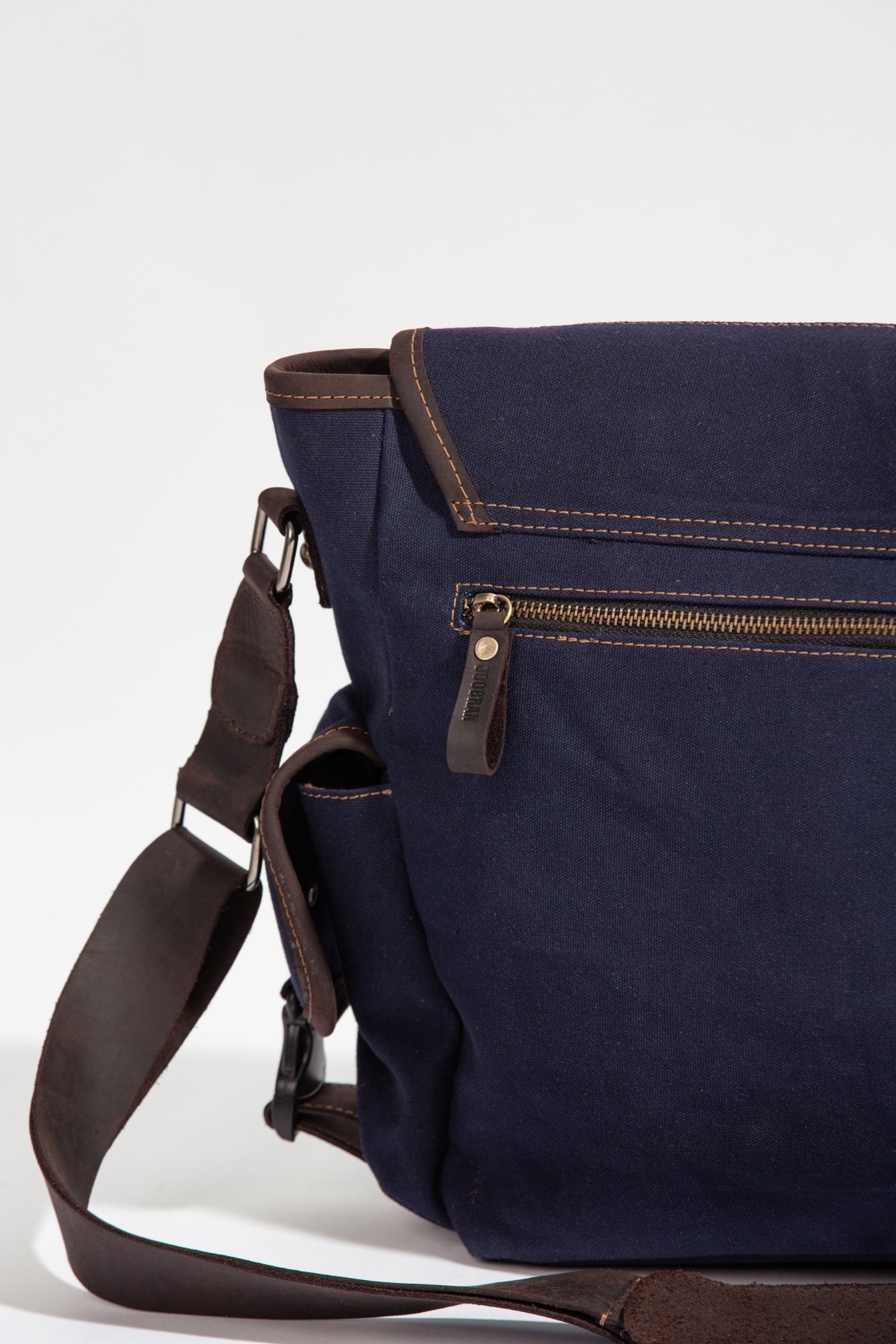 Marlow Messenger Bag ''100% Cotton canvas & Cow leather'' - Navy Blue
