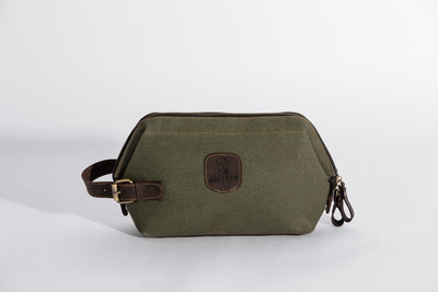 Wilson Toiletry Bag ''100% Cotton canvas & Cow leather'' - Army
