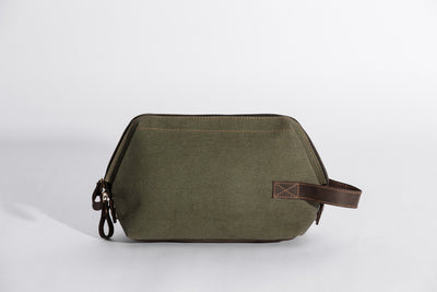 Wilson Toiletry Bag ''100% Cotton canvas & Cow leather'' - Army