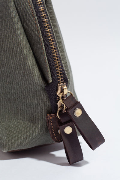 Wilson Toiletry Bag ''100% Cotton canvas & Cow leather'' - Army