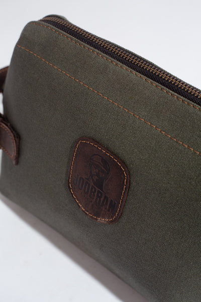 Wilson Toiletry Bag ''100% Cotton canvas & Cow leather'' - Army