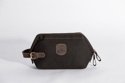Wilson Toiletry Bag ''100% Cotton canvas & Cow leather'' - Black
