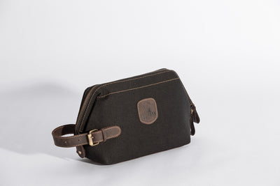 Wilson Toiletry Bag ''100% Cotton canvas & Cow leather'' - Black