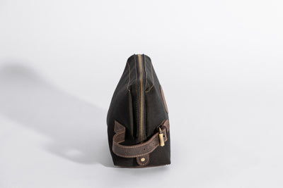 Wilson Toiletry Bag ''100% Cotton canvas & Cow leather'' - Black