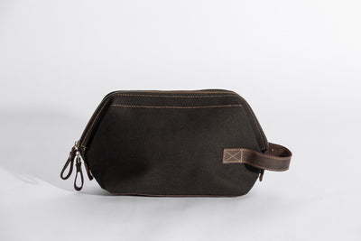 Wilson Toiletry Bag ''100% Cotton canvas & Cow leather'' - Black