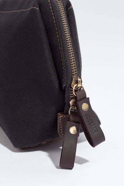 Wilson Toiletry Bag ''100% Cotton canvas & Cow leather'' - Black