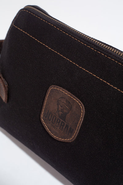 Wilson Toiletry Bag ''100% Cotton canvas & Cow leather'' - Black