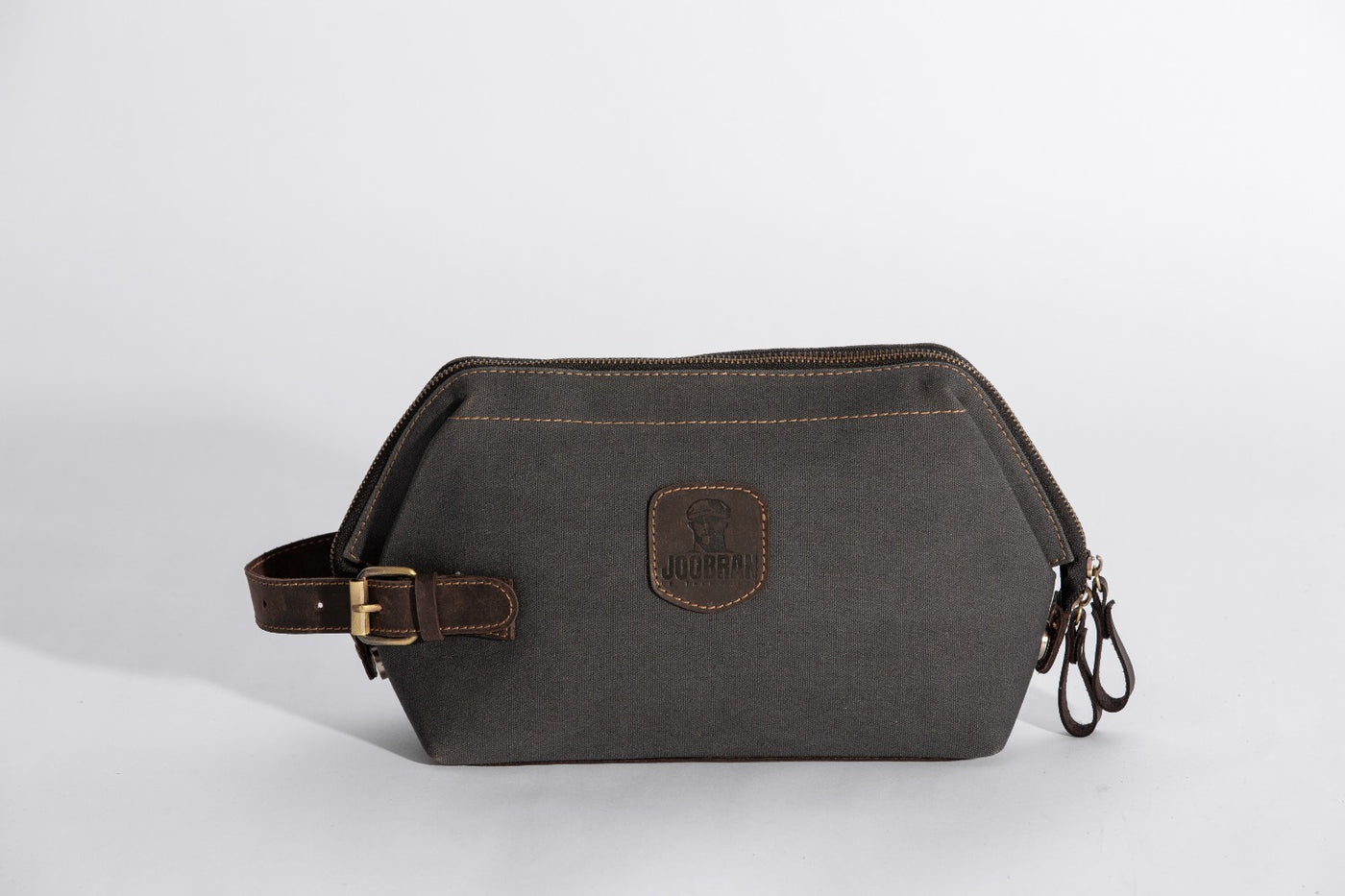 Wilson Toiletry Bag ''100% Cotton canvas & Cow leather'' - Dark Grey
