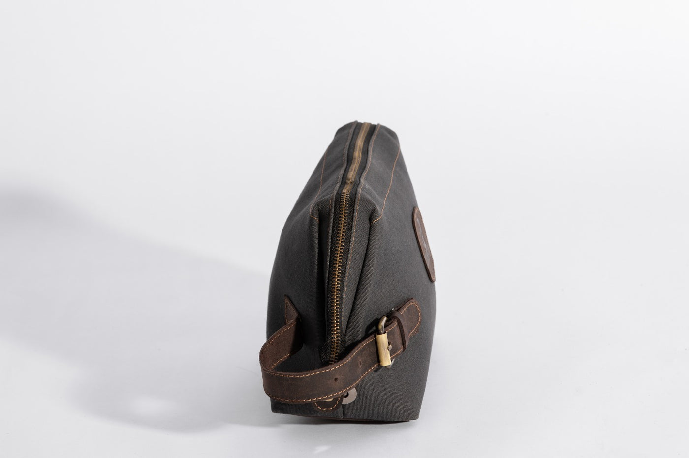 Wilson Toiletry Bag ''100% Cotton canvas & Cow leather'' - Dark Grey