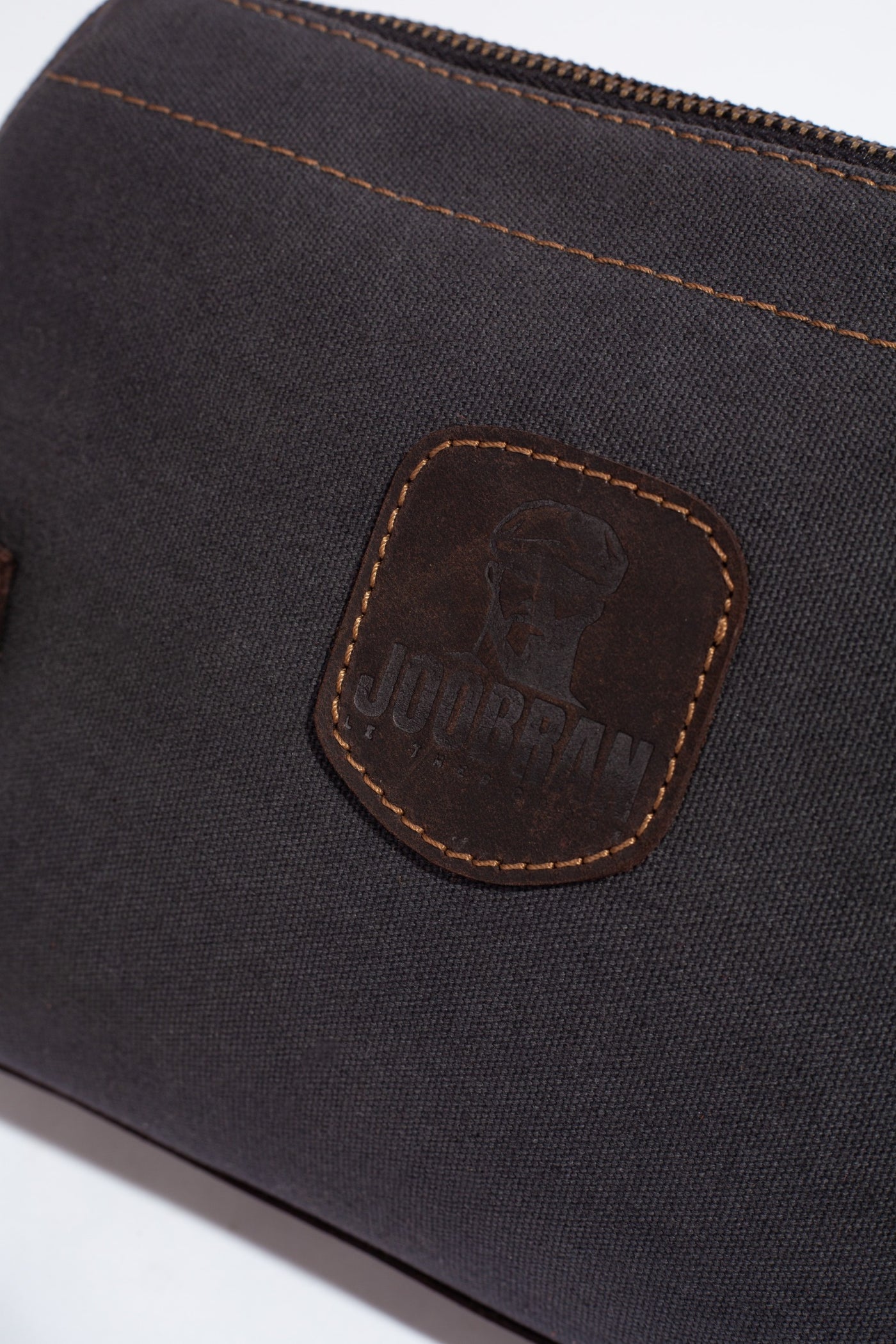 Wilson Toiletry Bag ''100% Cotton canvas & Cow leather'' - Dark Grey