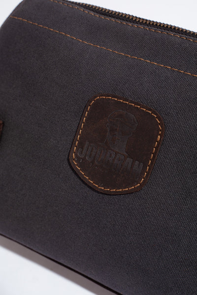 Wilson Toiletry Bag ''100% Cotton canvas & Cow leather'' - Dark Grey