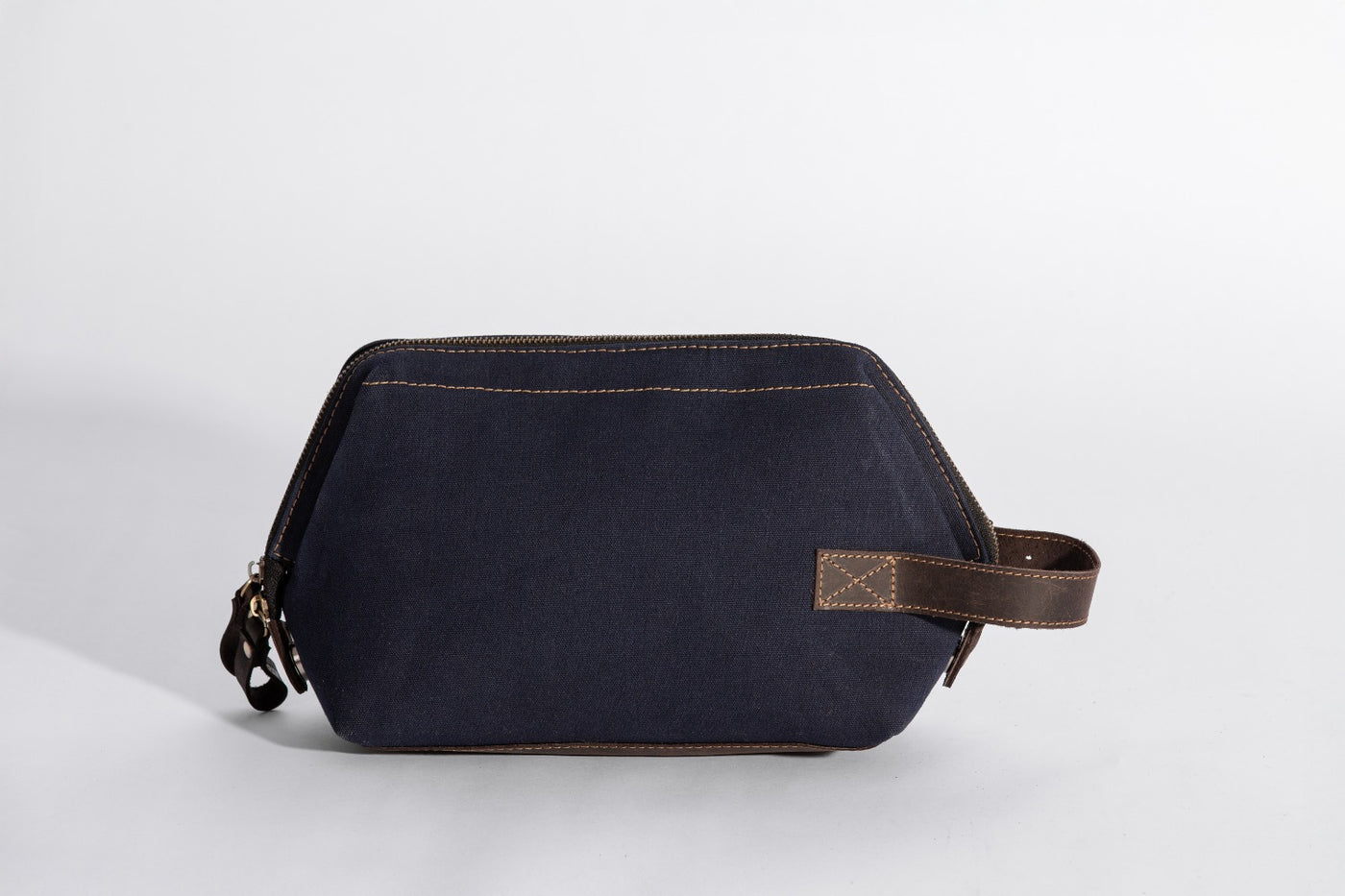 Wilson Toiletry Bag ''100% Cotton canvas & Cow leather'' - Navy Blue