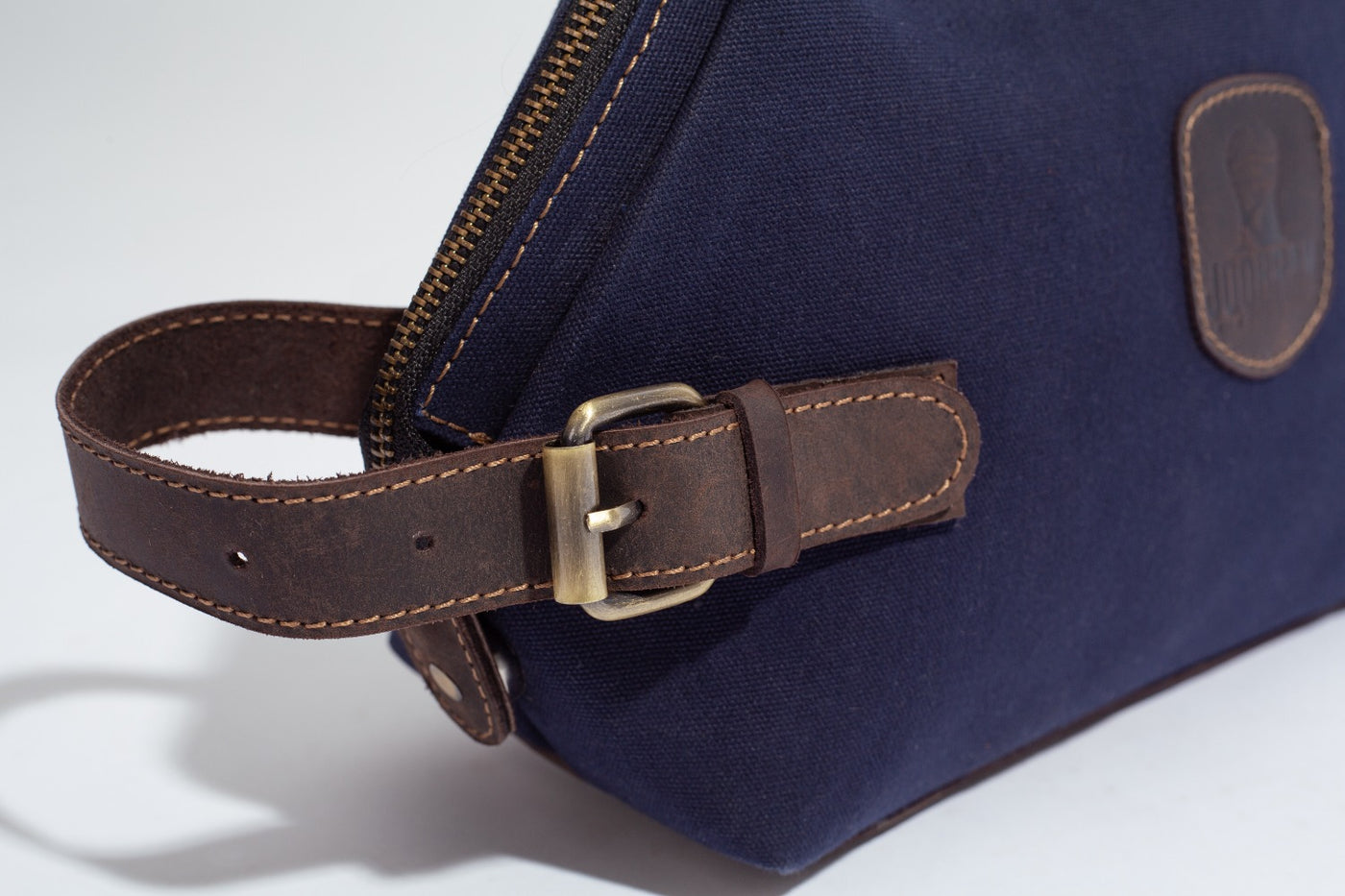 Wilson Toiletry Bag ''100% Cotton canvas & Cow leather'' - Navy Blue
