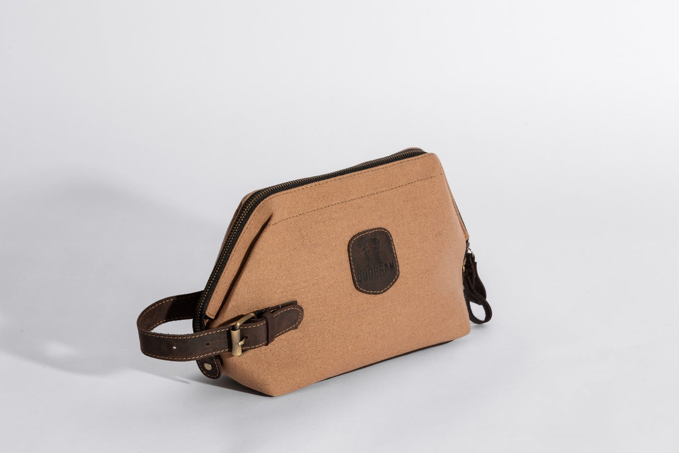 Wilson Toiletry Bag ''100% Cotton canvas & Cow leather'' - Tan