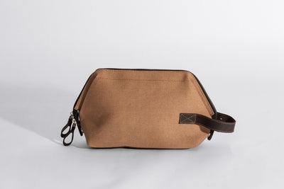 Wilson Toiletry Bag ''100% Cotton canvas & Cow leather'' - Tan