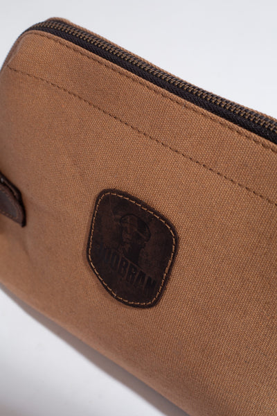 Wilson Toiletry Bag ''100% Cotton canvas & Cow leather'' - Tan