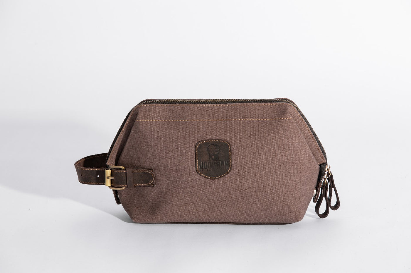 Wilson Toiletry Bag ''100% Cotton canvas & Cow leather'' - Light Brown