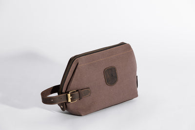 Wilson Toiletry Bag ''100% Cotton canvas & Cow leather'' - Light Brown
