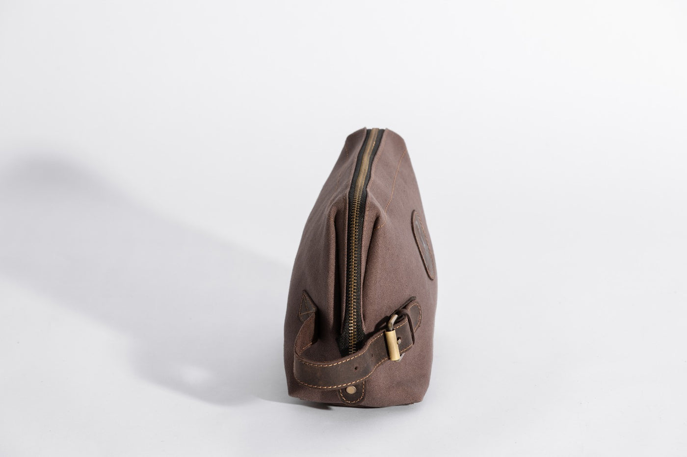 Wilson Toiletry Bag ''100% Cotton canvas & Cow leather'' - Light Brown