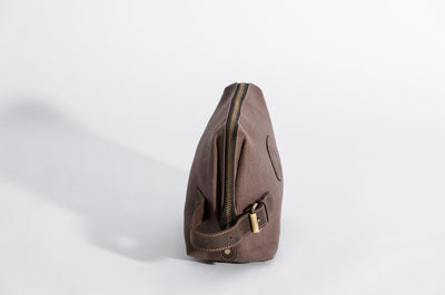 Wilson Toiletry Bag ''100% Cotton canvas & Cow leather'' - Light Brown