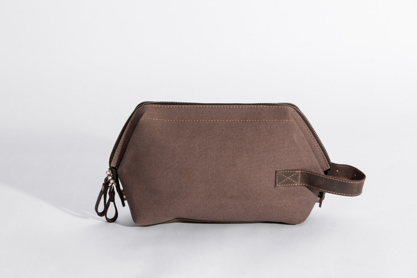 Wilson Toiletry Bag ''100% Cotton canvas & Cow leather'' - Light Brown