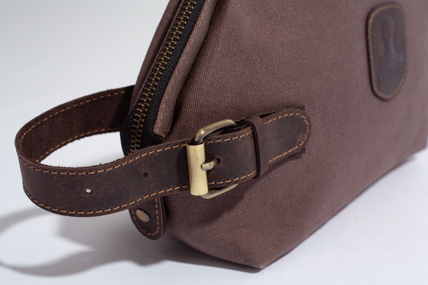 Wilson Toiletry Bag ''100% Cotton canvas & Cow leather'' - Light Brown