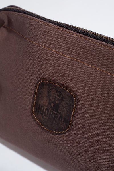 Wilson Toiletry Bag ''100% Cotton canvas & Cow leather'' - Light Brown