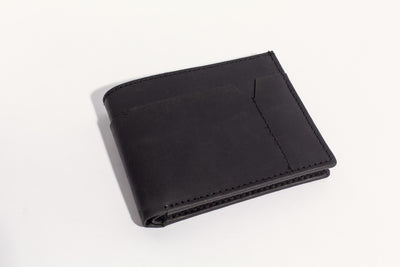 Folio Bifold Leather Wallet - Black