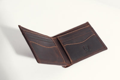 Folio Bifold Leather Wallet - Brown